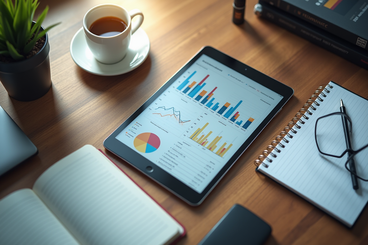 Bureau organisé avec tablette d