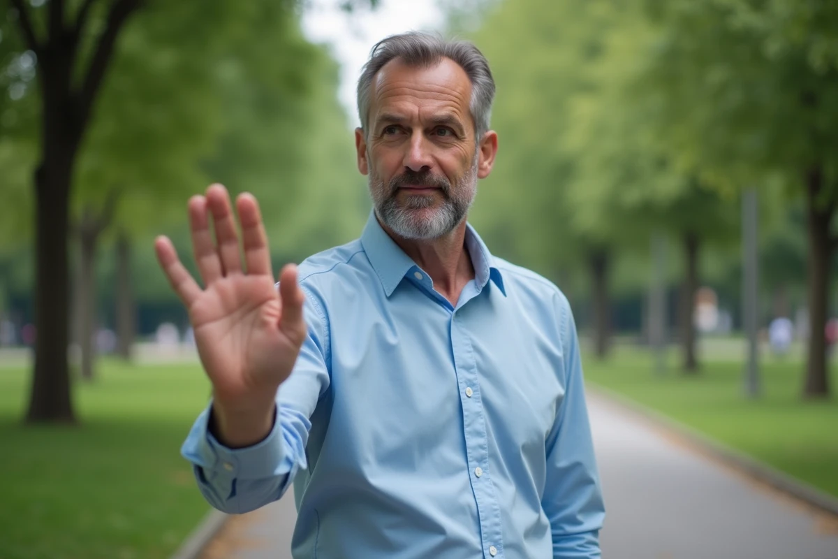 Homme montrant sa main avec une tache de beauté